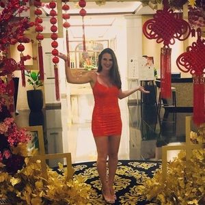 Spaghetti Strap Red Bandage Dress